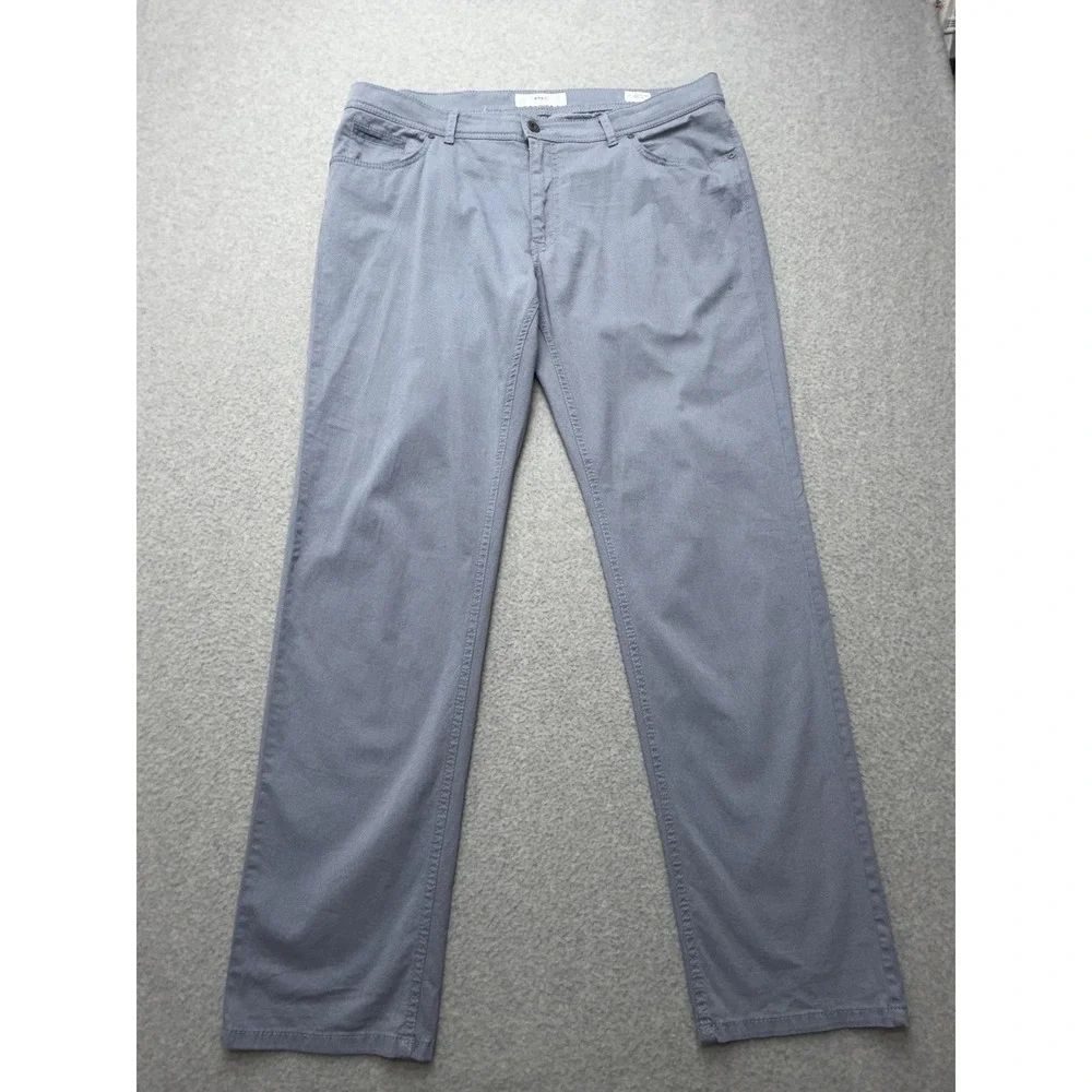 Brax Pants Mens 36x32 Light Blue Gray Cooper Fancy Regular Fit Micro Print Chino